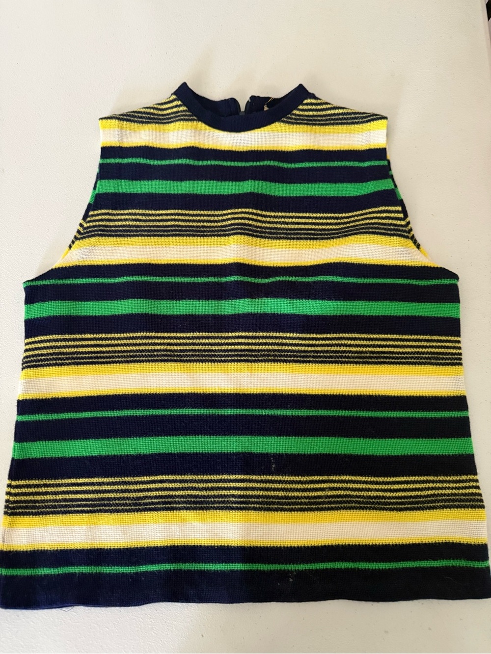 Vintage Old Made in Japan 100% Acrylic Fibre Sleeveless Striped Shirt knitted